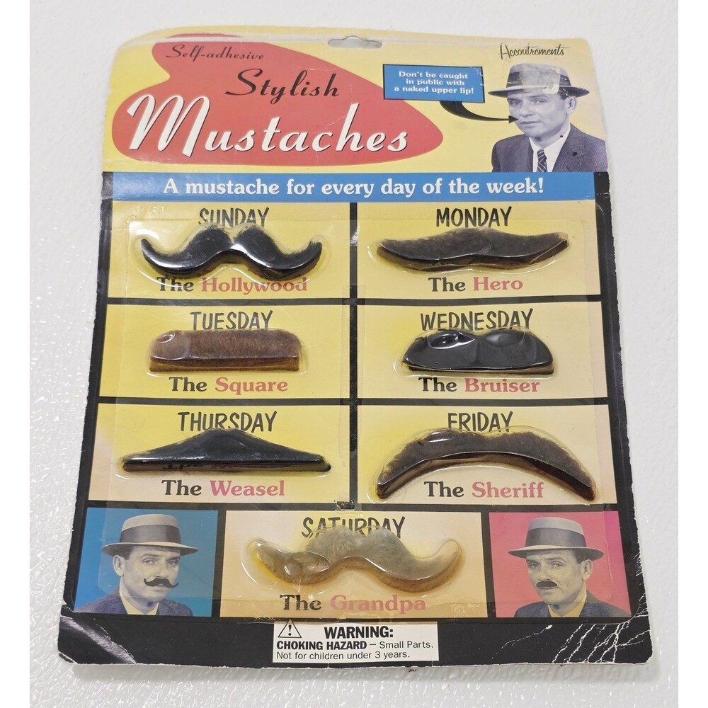 "MUSTACHES" Self-adhesive by Accoutrements Vintage 1999, Unopened Pack, Costumes